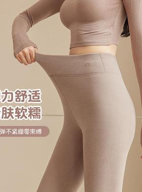 80936#秋冬新款高腰加绒加厚弹力贴身椰子绒收腹提臀保暖暖秋裤女