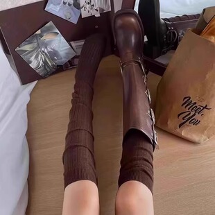 秋冬新款 袜子女中筒袜miu风刺绣白色袜子ins长筒堆堆袜设计感辣妹