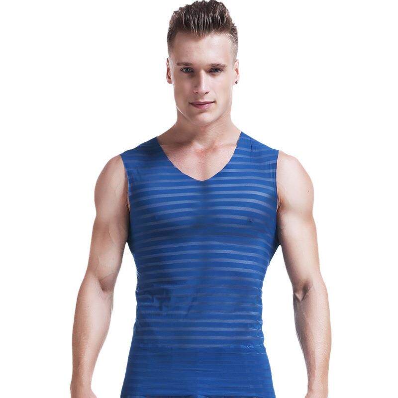 男士薄款健身运动冰丝无痕背心夏季紧身无袖t恤宽肩速干打底汗衫