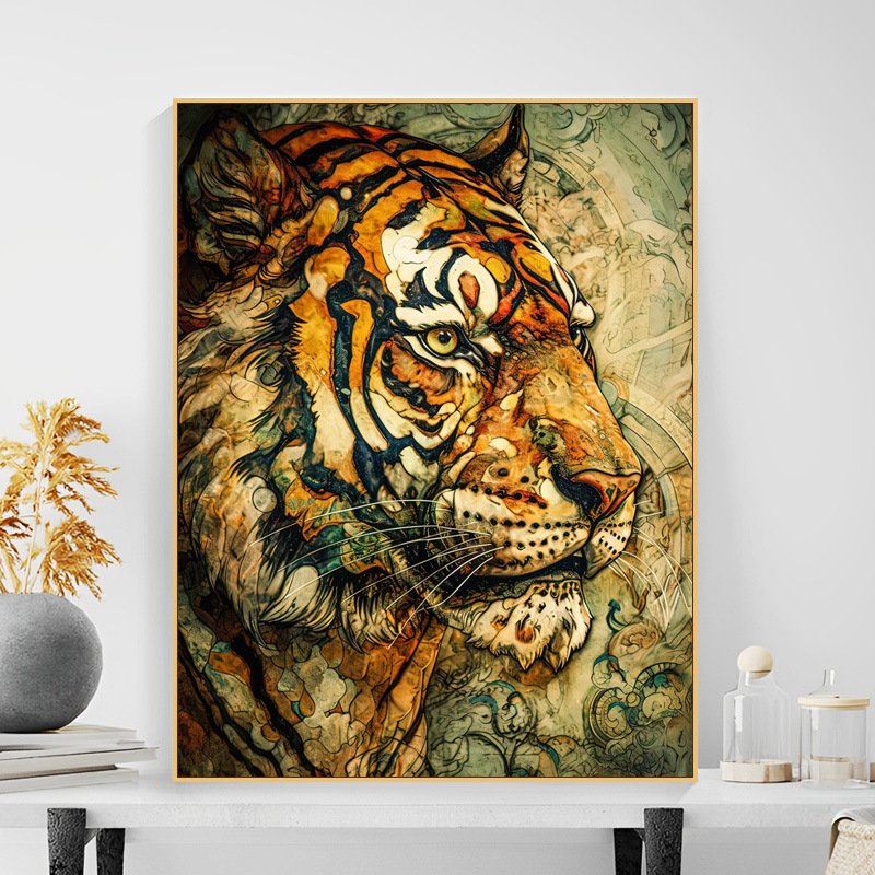 动物装饰画diy数字油画青龙高B级感客厅手绘挂画鹿填色老虎填充画