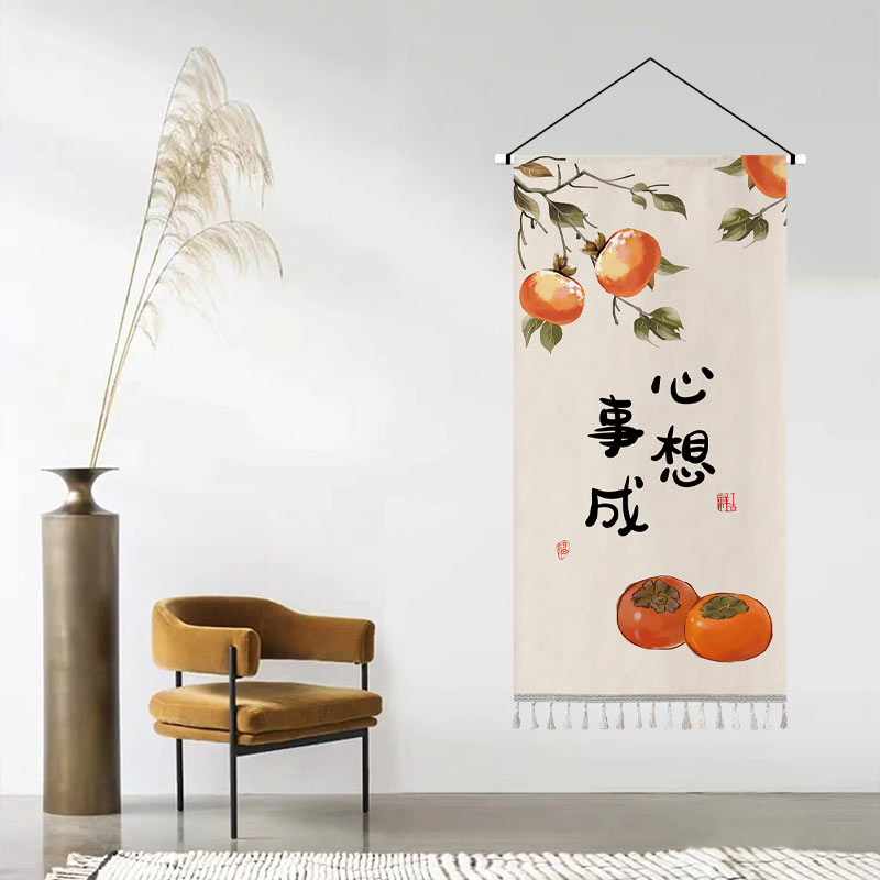 新中式暖居入户玄关装饰挂画布艺客厅背景墙挂布走U廊过道布画定图片