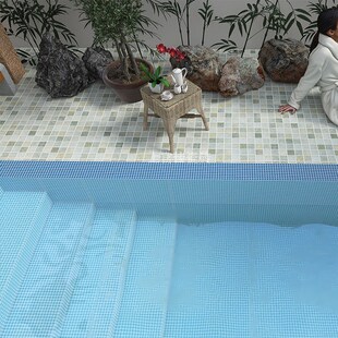 彩色玻璃通体马赛克蓝白色游泳池卫生间餐厅背景墙陶瓷小颗粒瓷砖