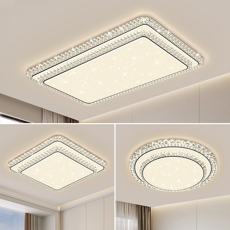 客厅主灯2025新款圆形水晶吸顶灯现代简约大气卧室吊灯具全屋中山