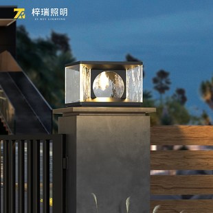 庭院柱头灯户外太阳能门柱灯接电款柱子灯别墅大门口装饰围墙灯
