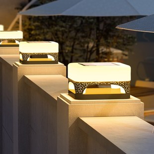 新款柱头灯防水太阳能围墙灯户外庭院门柱灯室外柱子灯别墅大门灯