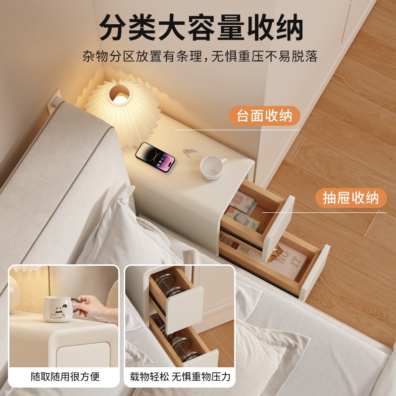 床头柜家用卧室小型置物架极窄床边柜实木简易多功能X收纳储物柜