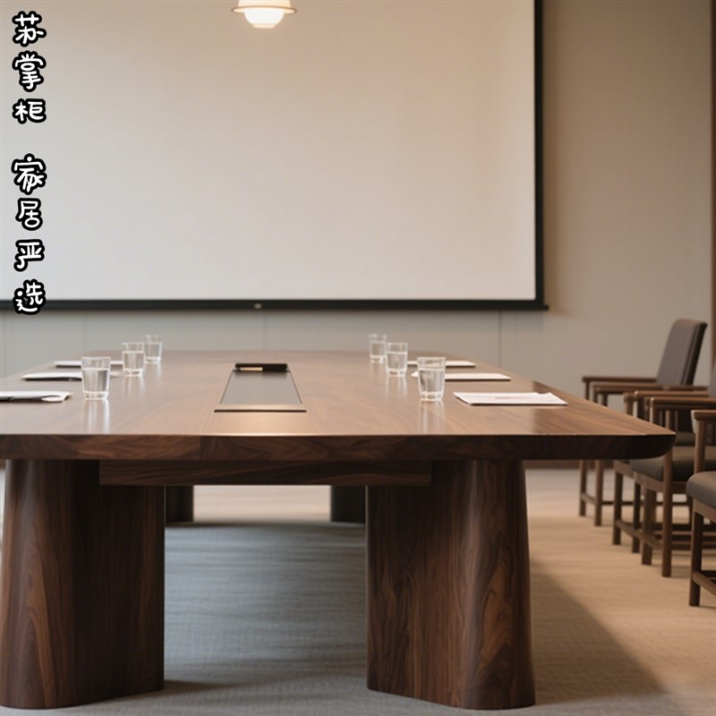 会议桌现代简约北美黑胡桃木实木会议桌2025新款轻奢高级感长桌