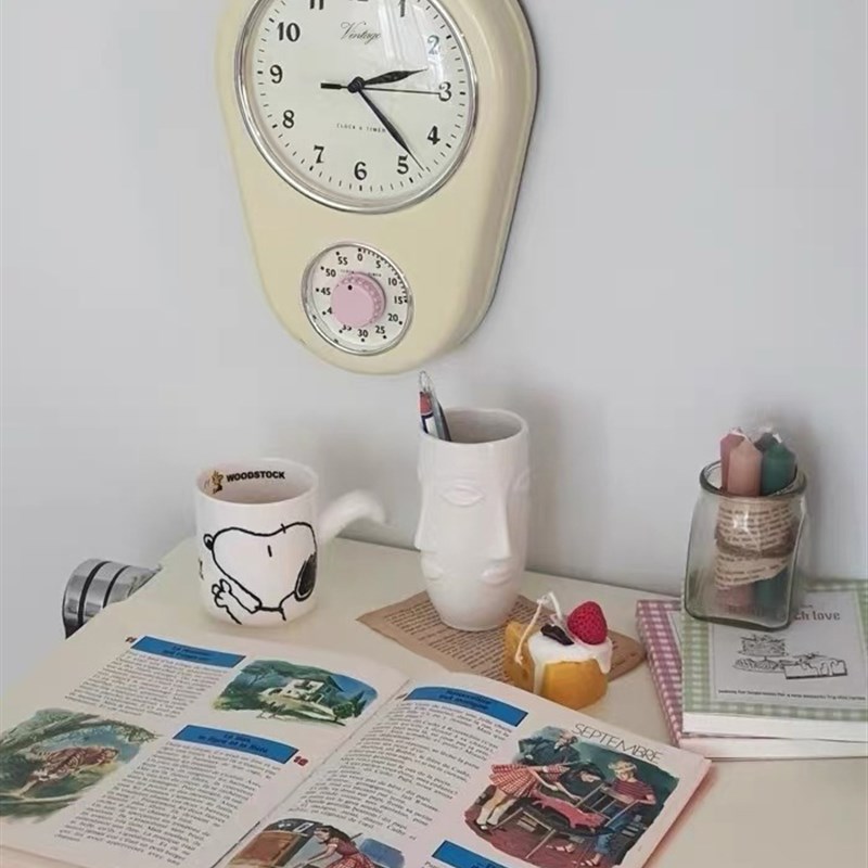 ins韩系少女博主款家居装饰挂钟客厅餐L厅背景墙厨房计时器时钟