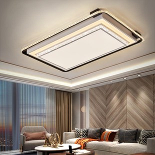 高档实体高亮简约现代led水晶轻奢黑白房间餐厅卧室客厅吸顶灯具