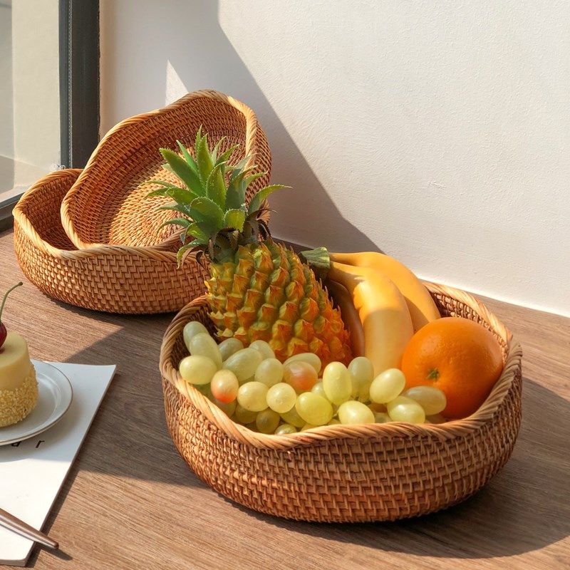 越南藤编水果篮收纳筐客厅竹编水果盘编织筐桌面托盘家用馒头筐,餐饮具,果盆/果盘/果篮,淘宝优惠券,粉丝福利购,淘宝优惠卷