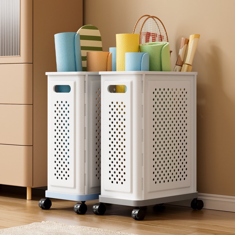 瑜珈垫收纳筐家用健n身运动器材球类收纳筒放哑铃羽毛球夹缝置物