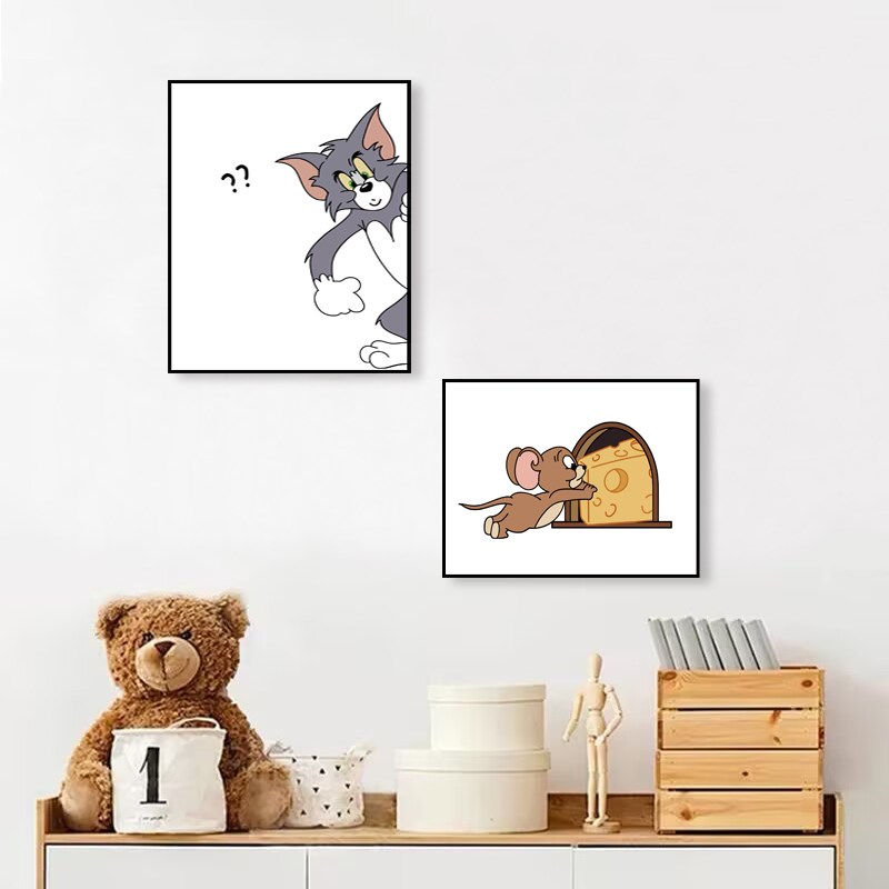 竖款猫和老鼠卡通电表箱装饰画餐厅遮挡I配电箱电闸多媒体集线箱