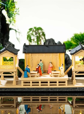 古风建筑摆件造景房屋鱼缸山水盆景鱼缸水陆缸装饰摆件