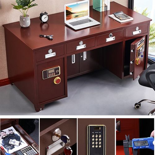 全钢保险桌家用带保险柜办公桌保险柜一体商用指纹密码投币办公桌