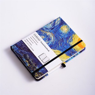 星空点阵子弹笔记本160gsm仿皮送礼小清新B6绑带硬面梵高手账本
