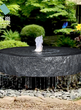 创意喷泉庭院水景小品流水摆件简约现代户外装饰仿石鹅卵石循环水