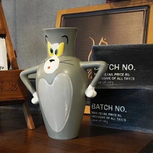 猫和老鼠新家花瓶鲜花轻奢高级感小众创意桌面客厅插花摆件卡通风