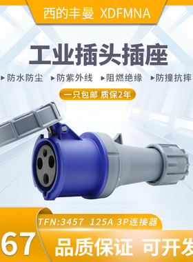 XDFMNA西的丰曼125A工业活动插座三芯TFN3390防水4孔1450五线1454