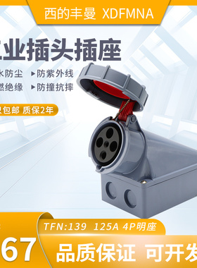 XDFMNA西的丰曼125A工业插座三芯TFN:1381防水3P+PE4孔139五线143