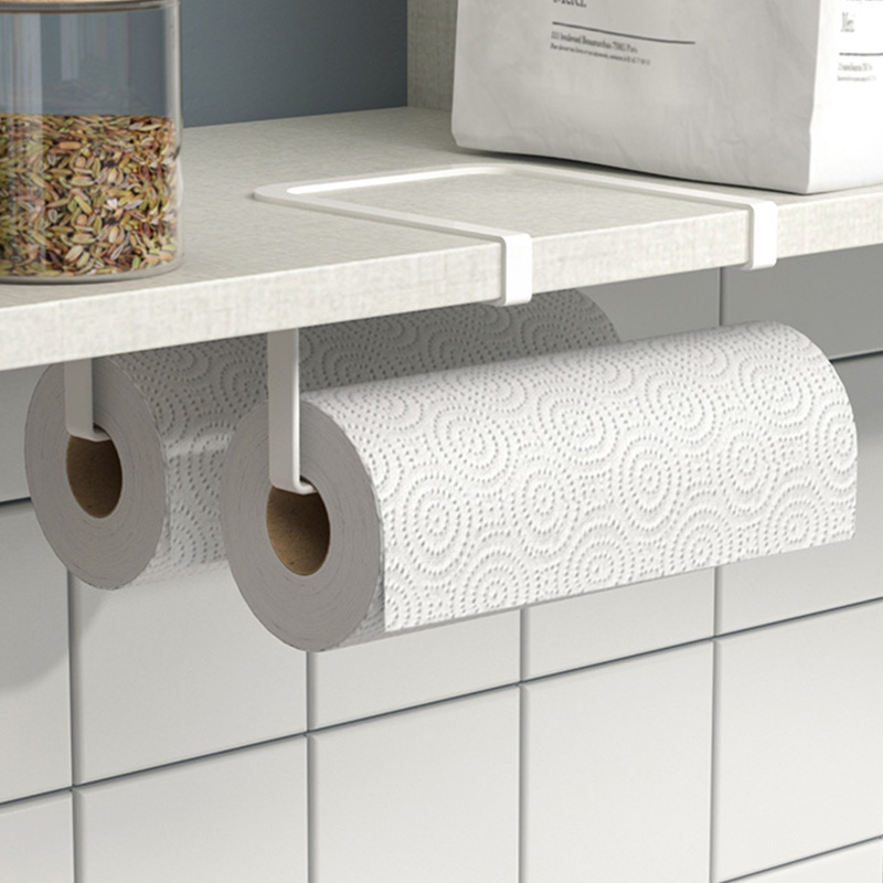 厨房保鲜膜收纳架置物支架抹布挂钩纸巾挂架免打S孔吸油纸架卷纸