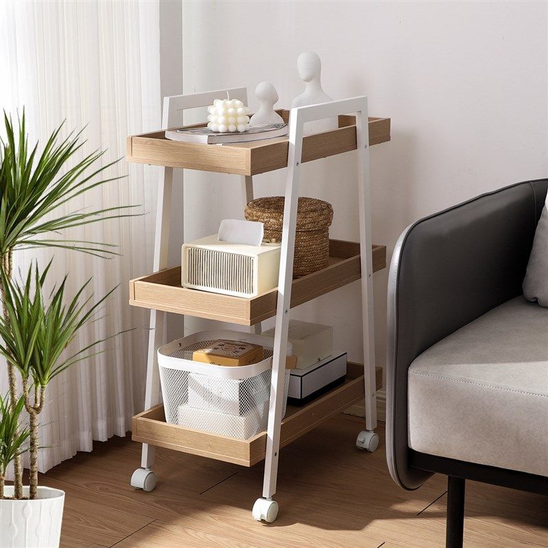 小推车置物架多层落地家用收纳手推车带滑轮可移动零食玩具储物架