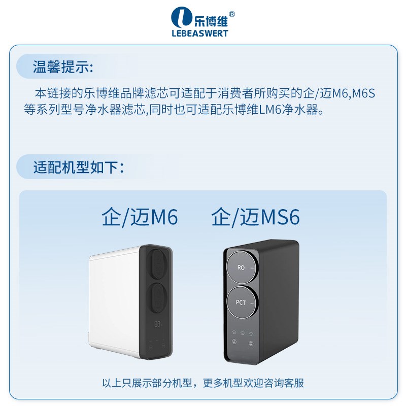 乐博维滤芯适配于企迈净水器M6/MSD6净饮机PPC复合RO反渗透膜通用
