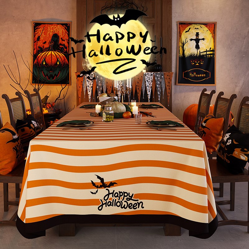 万圣节桌布Halloween氛围感派对装饰餐桌布防水茶几台布2023新款