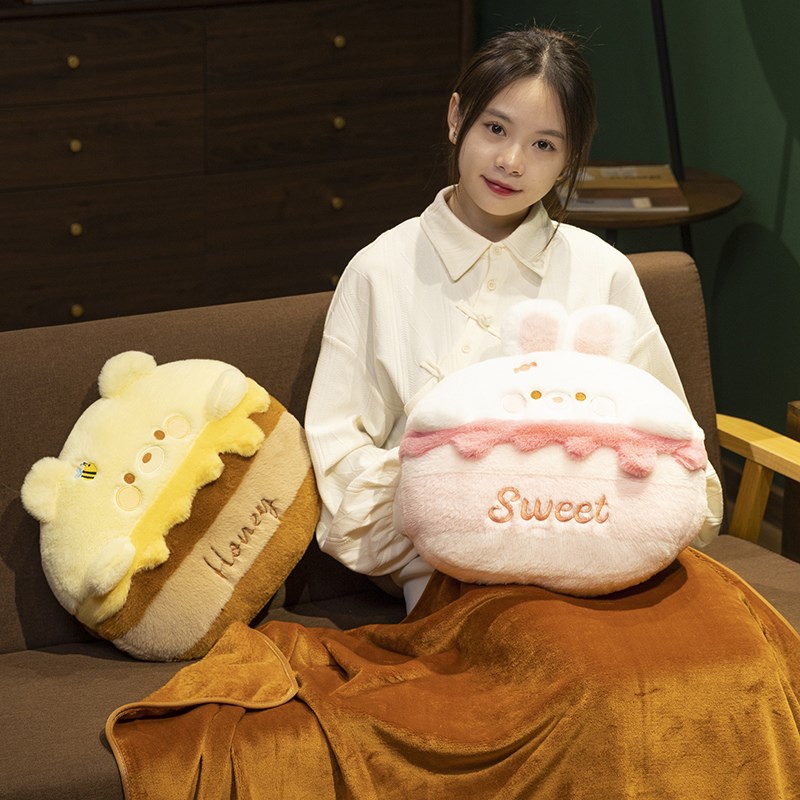 抱枕被子两用暖手抱枕珊瑚绒毯子二合一办公室午R睡枕头车上靠枕