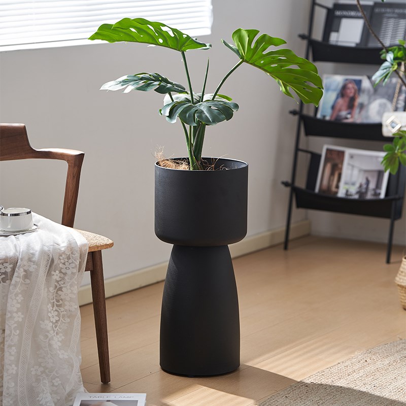 圆形铁艺花架矮i花盆 欧式ins风 客厅落地式花瓶 装饰摆件收纳玄