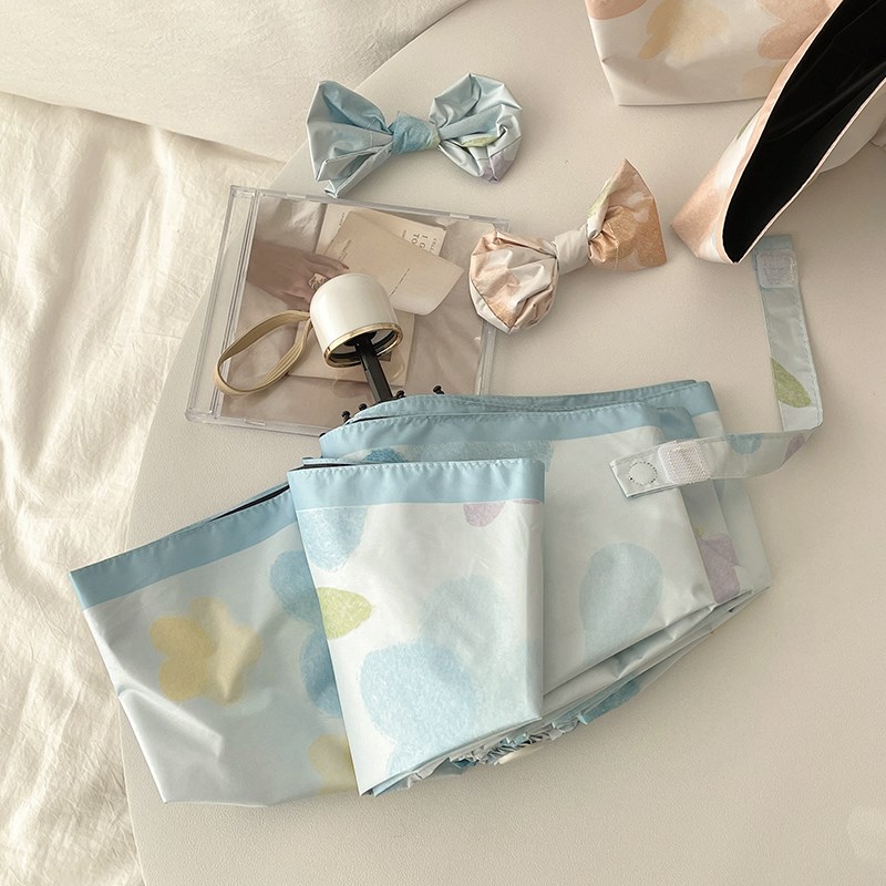 礼盒伞防晒防紫外线五折便携迷你折叠F雨伞黑胶遮阳太阳伞24年新