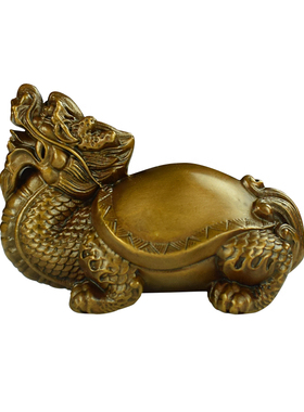 铜实心龙龟把玩手把件办公桌霸下小摆件茶宠镇S纸家居家饰工艺品