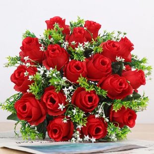 18朵多结婚玫瑰花头绢客厅装 玫瑰手捧花 饰红色新款 仿真家居花新款