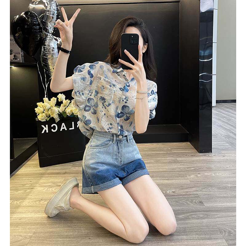 多巴胺休闲运动套装女夏季炸街减龄时尚小个子衬衫牛仔短裤两件套,厨房电器,爆米花机,淘宝优惠券,粉丝福利购,淘宝优惠卷