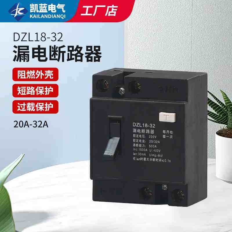 DZL18-32A家用漏电保护器20A32A漏电开关家用总开关漏电断路器