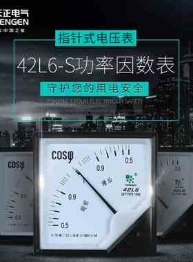 TENGEN天正电气 功率因数表42L6-S COS380V指针式100V三相120*120