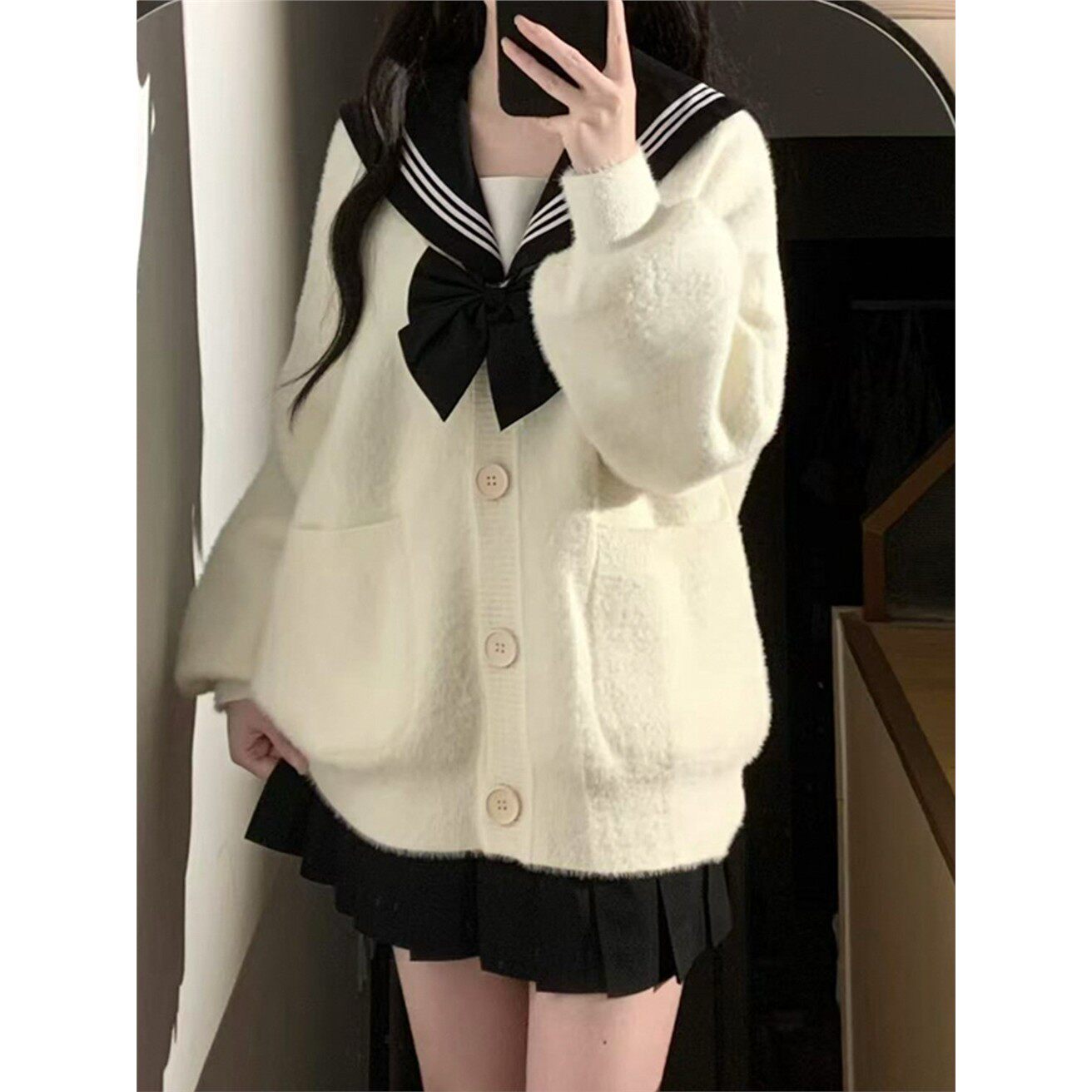 花千猪原创 小月眠开衫 JK加厚针织毛衣外套jk制服百搭款秋冬上衣