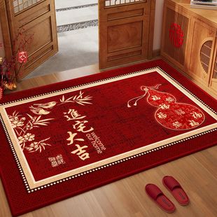 福禄入户门地垫红色高级感门口脚垫新款家用玄关高端耐脏防滑地毯
