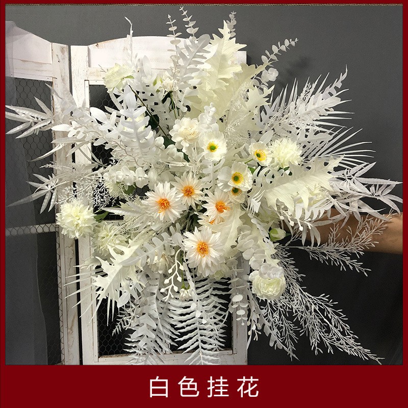 创意礼堂花艺墙装饰仿真花 婚礼布景装饰花拱门T台路引挂花背景