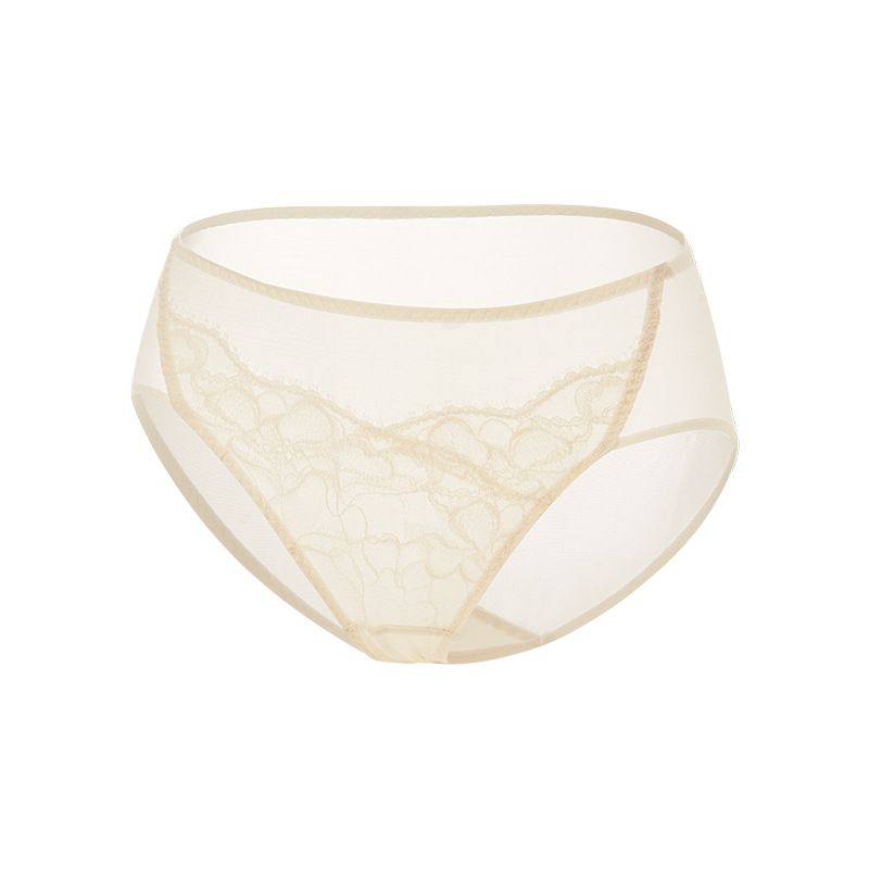 唐格 真丝中腰薄款三角裤女 桑蚕丝睫毛蕾丝花边包臀网纱纯色内裤,女士内衣/男士内衣/家居服,女三角裤,淘宝优惠券,粉丝福利购,淘宝优惠卷