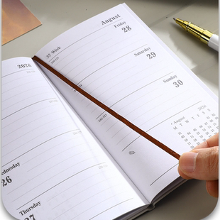 A6一周两页英文版小号备忘录记事本2026周计画本随身薄款笔记本子