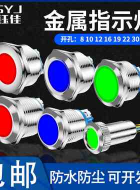 8/10/12/16/19/22/30MM金属LED指示信号电源灯12v24v220v防水IP65