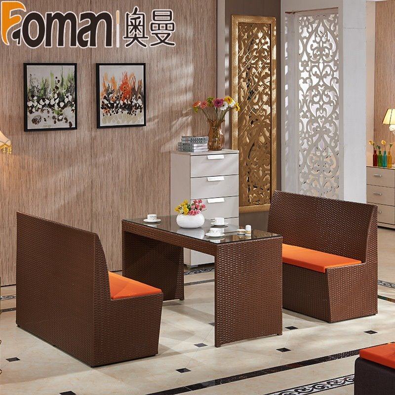 户外藤编桌椅藤椅子靠背椅简约现代室外长桌椅组合庭院休闲桌椅