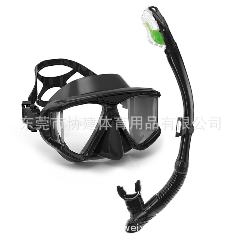M1539+S268 呼吸管潜水镜浮潜游泳面罩套装自由防雾硅胶厂家批发
