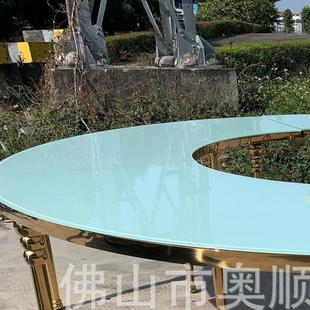 340厘米直径婚礼大圆桌s型自由摆放拼接半圆形不锈钢金色婚礼桌子