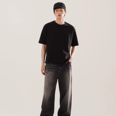 TNTX 男装T恤春季柔软圆领宽松舒适休闲短袖上衣运动百搭