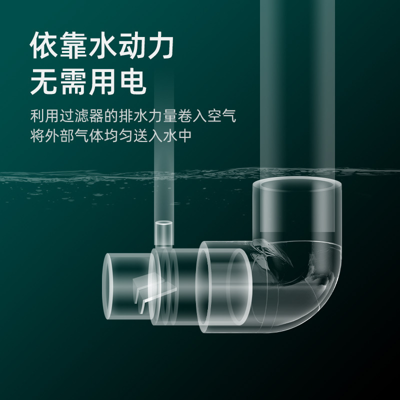 鱼缸无动力增氧出水口过滤器出水管溶氧扩散器无电加氧气