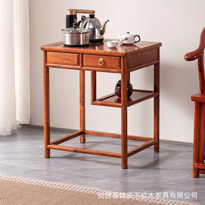艺铭天下红木家具带抽小茶几茶水架茶边柜小茶桌中式实木家用