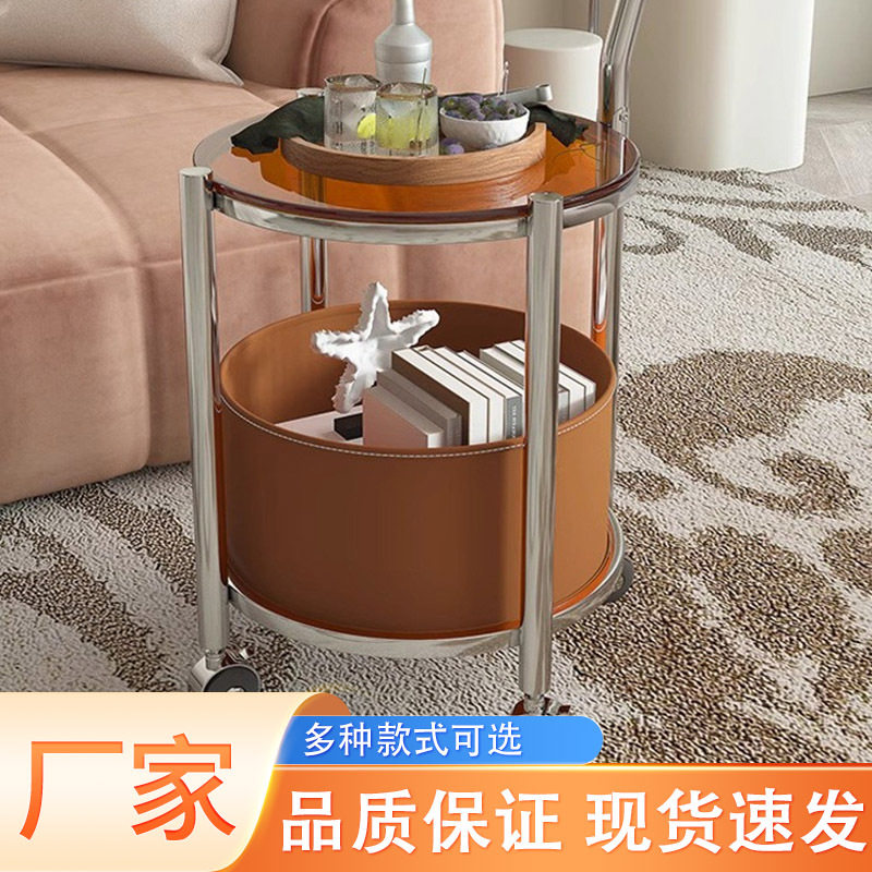 不锈钢移动收纳推车轻奢茶几