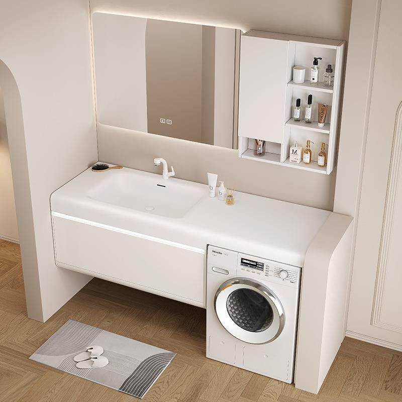 阳台可丽耐一体盆岩板洗衣机柜组合橡木浴室柜卫生间洗手脸洗漱台