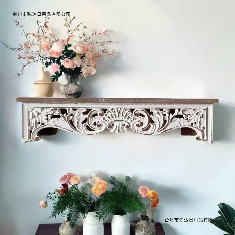 欧式置物架墙上复古壁挂法式置物架墙面摆件展示架美式隔板壁挂